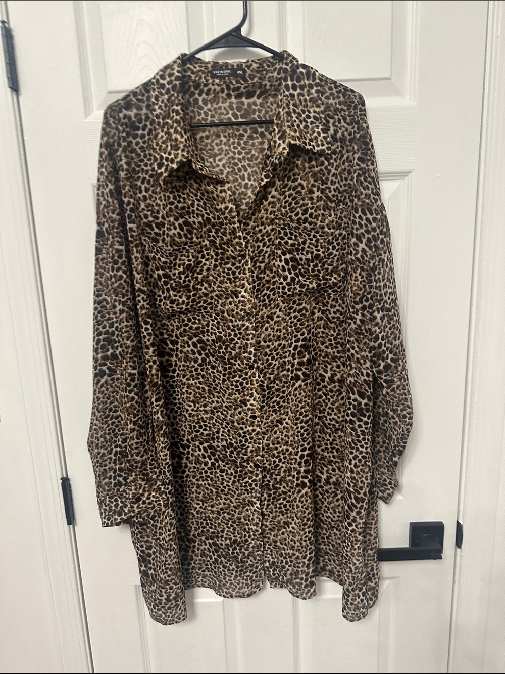 SHEIN Leopard Print Button-Down Shirt - Brown